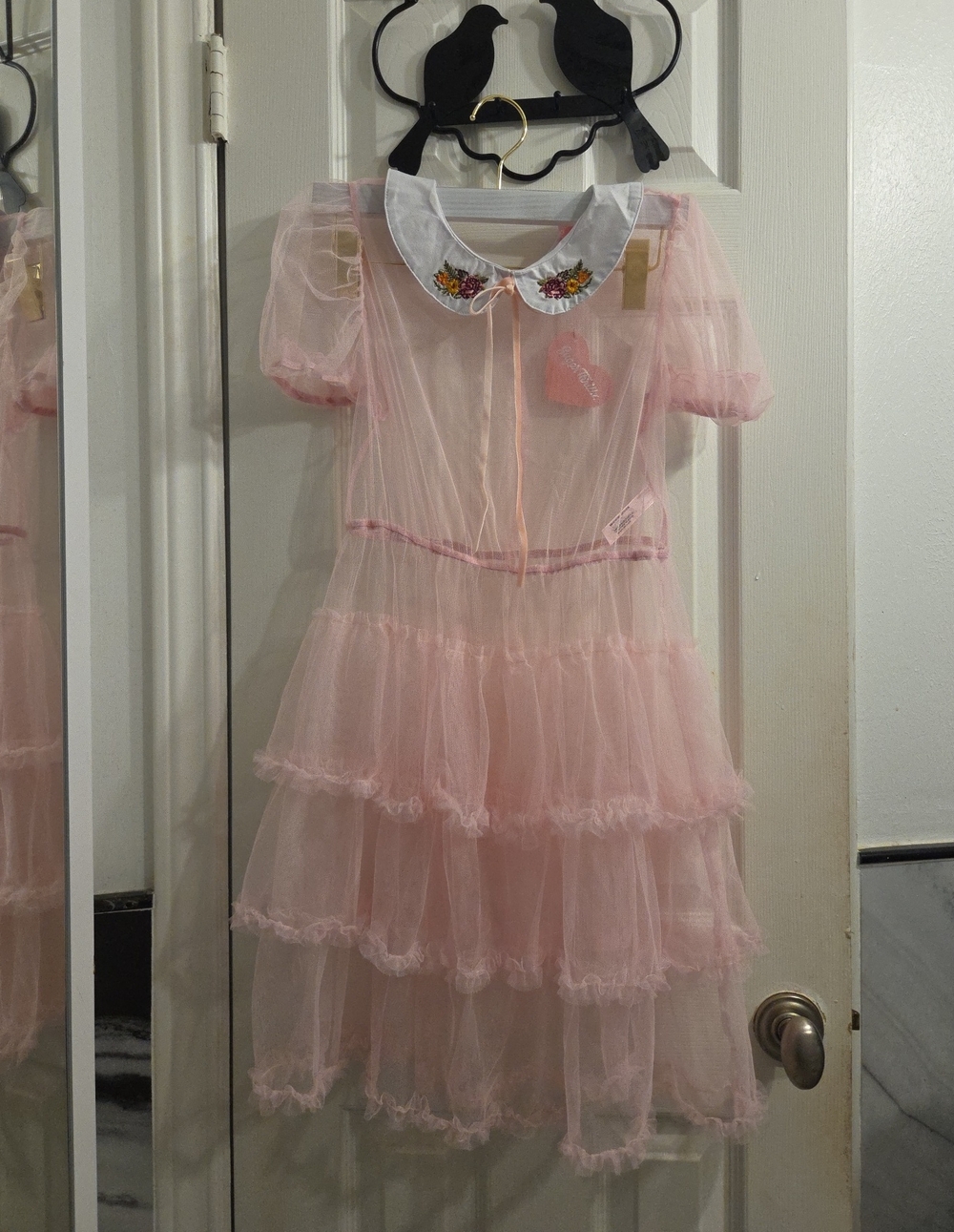 Sugar Thrillz Pink Layered Tulle  Dress with Embroidered Collar